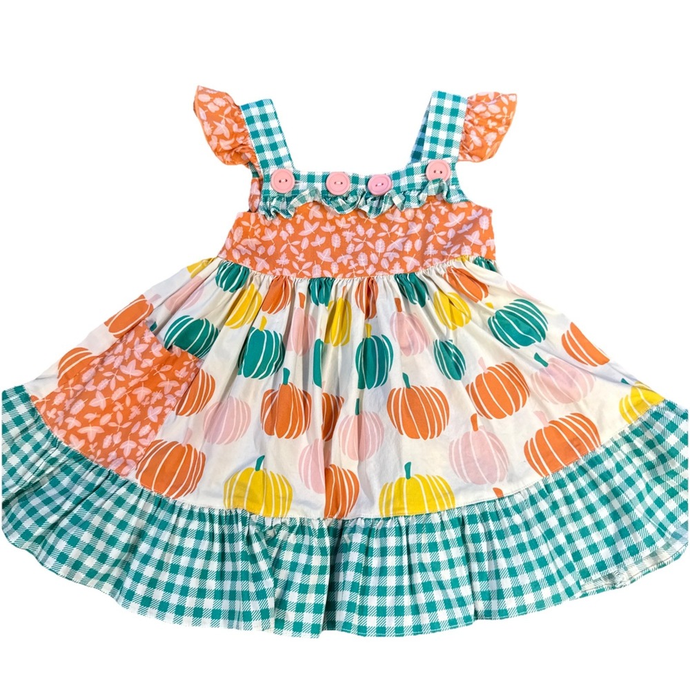 Eleanor Rose girls Size 18 Months dress fall harvest Pumpkin Plaid